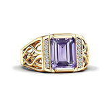 Sterling silver 10K 14K 18K Gold Emerald Cut 4 Carat Mens Gemstone Engagement Ring Promise Ring for Men