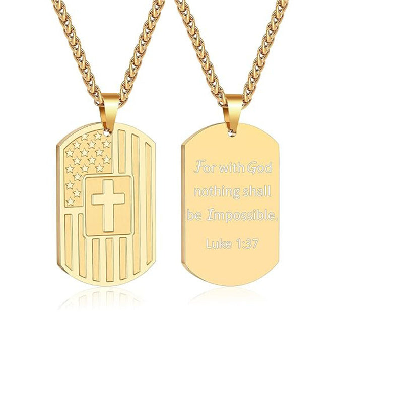 Stainless Steel American Dog Tag Pendant Necklace for Men