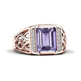 Sterling silver 10K 14K 18K Gold Emerald Cut 4 Carat Mens Gemstone Engagement Ring Promise Ring for Men