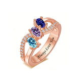 Copper Sterling Silver Personalized 1-6 Simulated Birthstones  Infinity Family Ring for Women