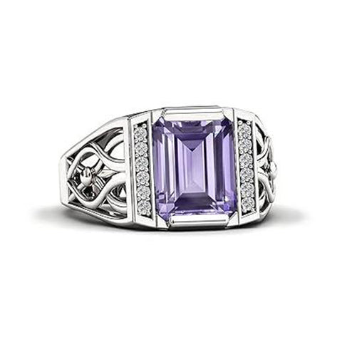 Sterling silver 10K 14K 18K Gold Emerald Cut 4 Carat Mens Gemstone Engagement Ring Promise Ring for Men