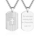 Stainless Steel American Dog Tag Pendant Necklace for Men
