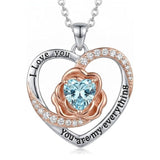 14K Gold Plated  Birthstone Rose Flower Necklaces for Women