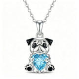 Sterling Silver 12 Month Birthstones Hedgehog Pug Fox Otter Pendant Necklace Gifts for  Birthday, Christmas, Graduation