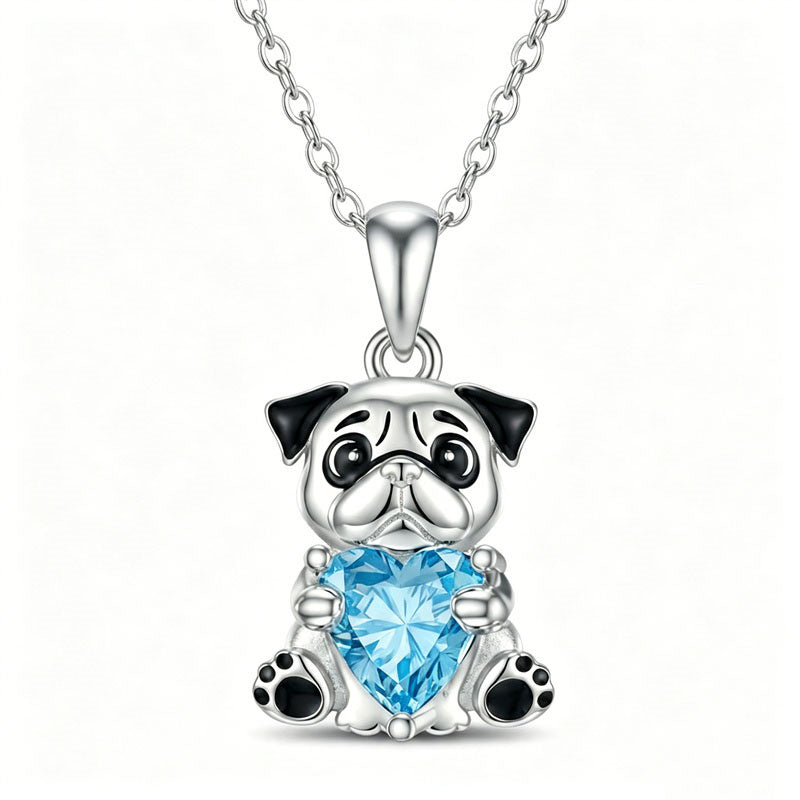Sterling Silver 12 Month Birthstones Hedgehog Pug Fox Otter Pendant Necklace Gifts for  Birthday, Christmas, Graduation