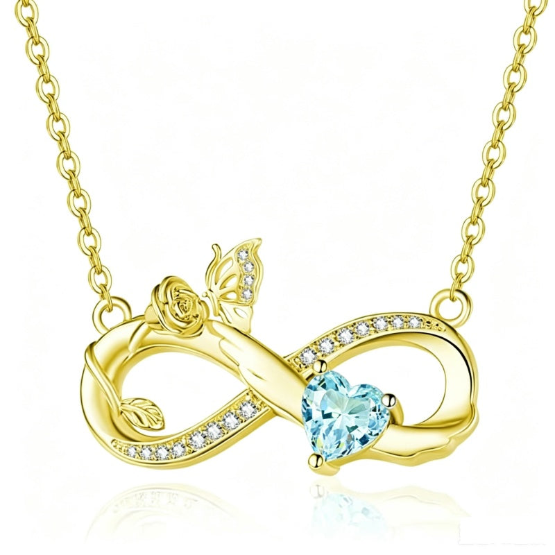 14K Gold Plated Birthstone Butterfly Necklace for Women Ideal Gift for Anniversary Christmas Birthday