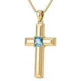 14K Gold Plated  Birthstone Cross Necklace  Pendant Necklace Mother's Day Birthday Gifts for Women