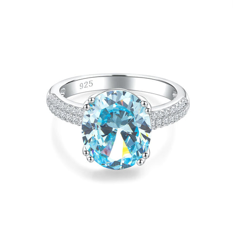 Sterling Silver Oval Ruby Sapphire Emerald Aquamarine Peridot Amethyst Engagement Rings for Women