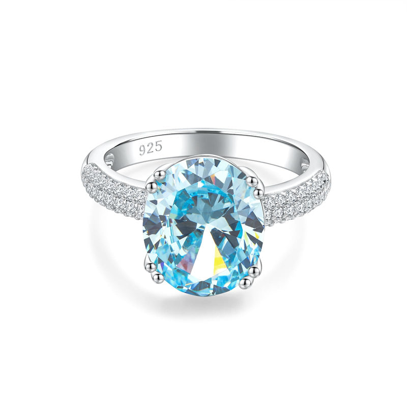 Sterling Silver Oval Ruby Sapphire Emerald Aquamarine Peridot Amethyst Engagement Rings for Women