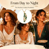 14K Gold Plated Feather Pendant Necklace for Women