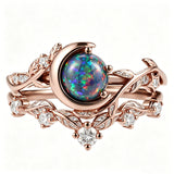 Sterling Silver 10K  14K  18K  Gold Personalized Engraved Black Opal Engagement Wedding Promise Ring for Her