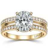 Sterling Silver 10K 14K 18K Gold Personalized Engraved Moissanite Wedding Engagement Promise Band Ring