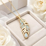 14K Gold Plated Feather Pendant Necklace for Women