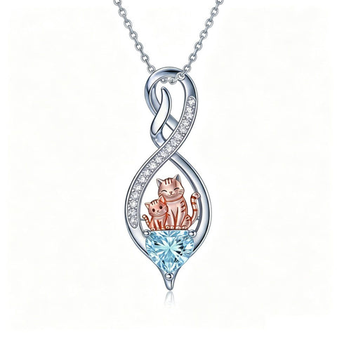 Sterling Silver 12 Month Birthstone Infinity Heart Animal Pendant Necklace Christmas Birthday Jewelry Gift
