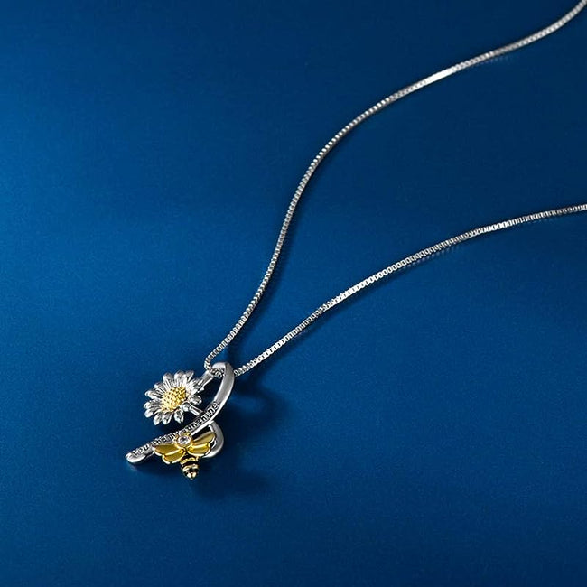 925 Sterling Silver Sunflower Necklace You Are My Sunshine Daisy Flower Pendant Jewelry for Women