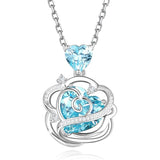 Sterling Silver Thornless Pulse Heart Birthstone  Rose Pendant Necklace