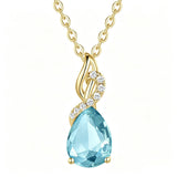 14K Gold Plated  Teardrop Birthstone Pendant Necklace Birthday Gifts for Women