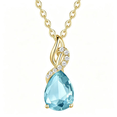 14K Gold Plated  Teardrop Birthstone Pendant Necklace Birthday Gifts for Women