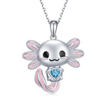Axolotl Necklace 925 Sterling Silver Axolotl Pendant Cute Animal Jewelry Gift for Women Girls Daughter