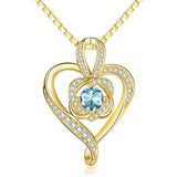 Sterling Silver Round Birthstone Necklace for Women