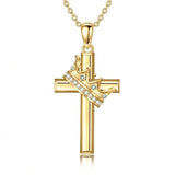 14K Gold Plated Birthstone Infinity  Cross Pendant NecklaceJewelry for Women