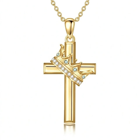 14K Gold Plated Birthstone Infinity  Cross Pendant NecklaceJewelry for Women