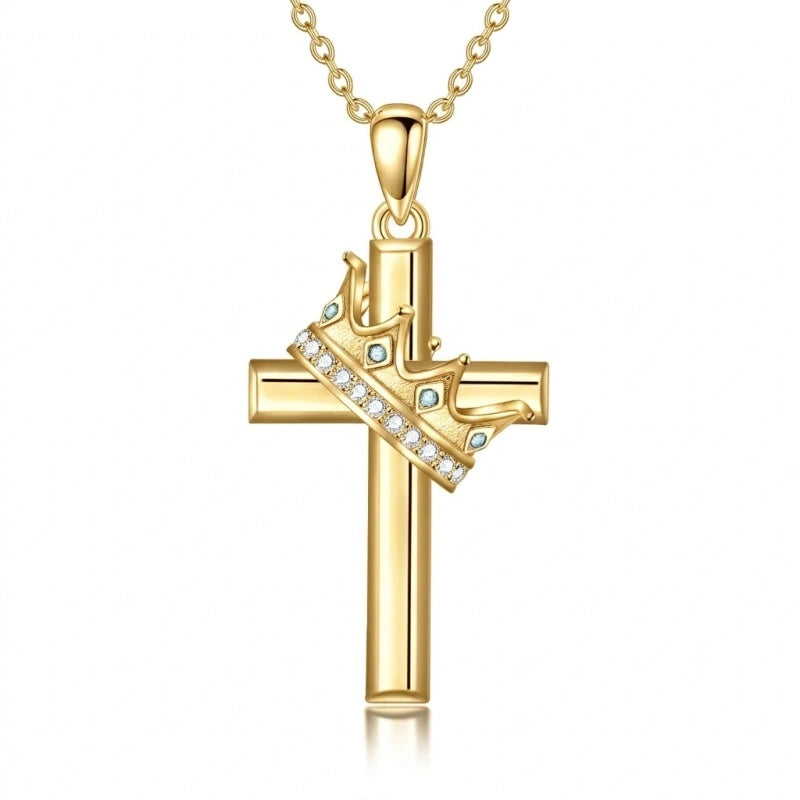 14K Gold Plated Birthstone Infinity  Cross Pendant NecklaceJewelry for Women