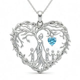 Sterling Silver Heart Pendant Birthstone Tree of Life Mother Child Family Necklace