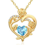 Sterling Silver Birthstone Rose Necklace for Women