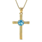 14K Gold Plated  Birthstone Cross Necklace  Pendant Necklace Mother's Day Birthday Gifts for Women