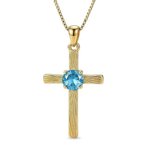 14K Gold Plated  Birthstone Cross Necklace  Pendant Necklace Mother's Day Birthday Gifts for Women
