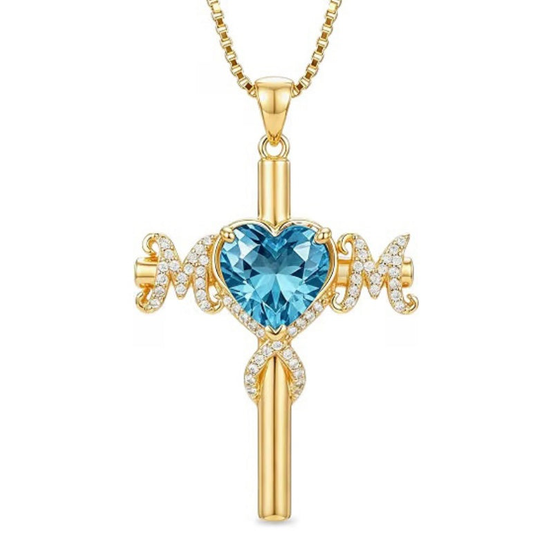 14K Gold Plated  Birthstone Cross Necklace  Pendant Necklace Mother's Day Birthday Gifts for Women