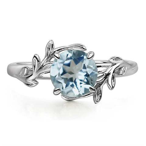 Sterling Silver Round Shaped Gemstone Branch Ring