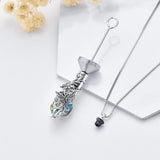 Sterling Silver Crystal Rose Sunflower Flower Urn Necklace for Ashes