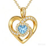 14K Gold Plated Love Heart Birthstone Necklace for Women