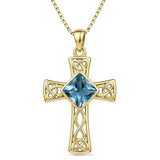 14K Gold Plated  Birthstone Cross Necklace  Pendant Necklace Mother's Day Birthday Gifts for Women