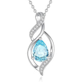 Sterling Silver Teardrop Birthstone Infinity Love Necklace for Women