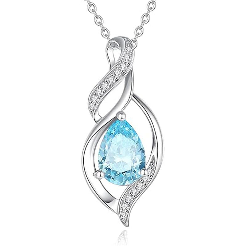 Sterling Silver Teardrop Birthstone Infinity Love Necklace for Women