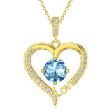 14K Gold Plated  12 Months Heart Birthstone Pendant Necklace Birthday Wedding Anniversary Jewelry Gifts for Women
