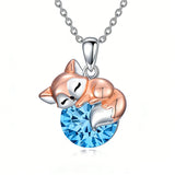 Sterling Silver 12 Month Birthstone Fox Pendant Necklace for Women