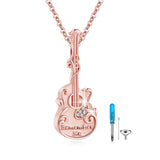 Sterling Silver Music Guitar Urn Necklace for Ashes With Engraved