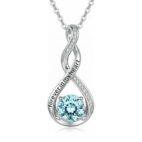 14K Gold Plated 12 Month Birthstone Infinity Twisted Pendant Necklace Mother's Day Christmas Anniversary Birthday Gift