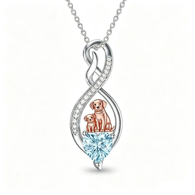 Sterling Silver 12 Month Birthstone Infinity Heart Animal Pendant Necklace Christmas Birthday Jewelry Gift