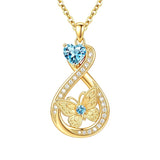14K Gold Plated Infinity Birthstone  Butterfly Cross Necklace for Women