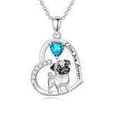 Sterling Silver 12 Month Birthstone Schnauzer Chihuahua Pitbull Pug Pendant Necklace for Women