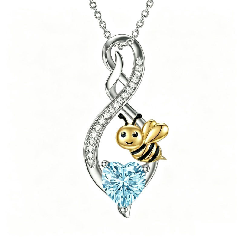 Sterling Silver 12 Month Birthstone Infinity Heart Animal Pendant Necklace Christmas Birthday Jewelry Gift
