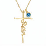 14K Gold Plated Birthstone Sister Cross  Pendant Necklace