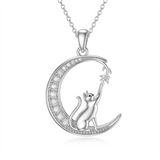 Cat Necklace Sterling Silver Cat Jewelry Cat Gift for Women Girls and Cat Lovers