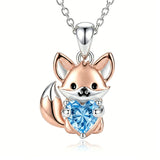 Sterling Silver 12 Month Birthstones Hedgehog Pug Fox Otter Pendant Necklace Gifts for  Birthday, Christmas, Graduation