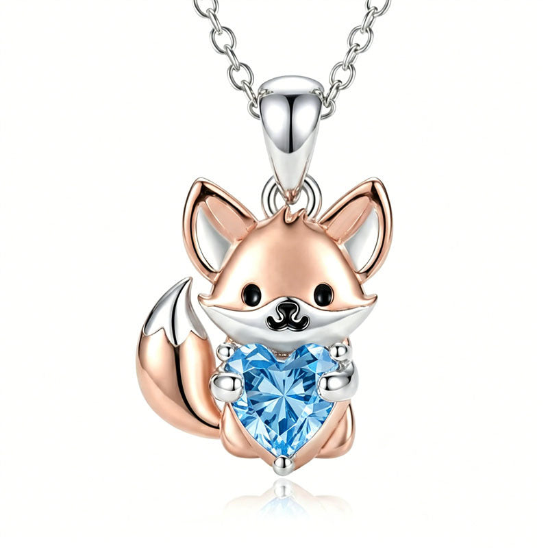 Sterling Silver 12 Month Birthstones Hedgehog Pug Fox Otter Pendant Necklace Gifts for  Birthday, Christmas, Graduation